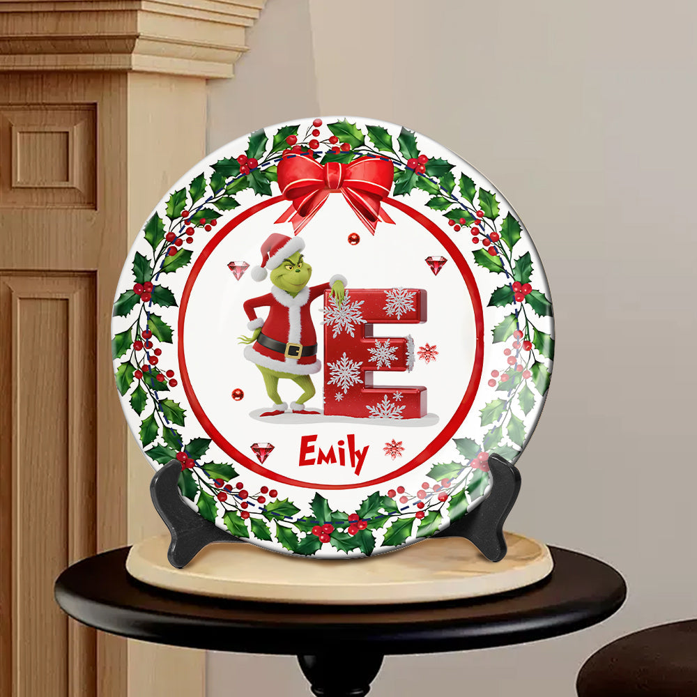 Frohe Weihnachten – Personalisierter runder Keramikteller mit Stola-Motiv
