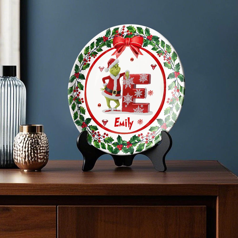 Frohe Weihnachten – Personalisierter runder Keramikteller mit Stola-Motiv