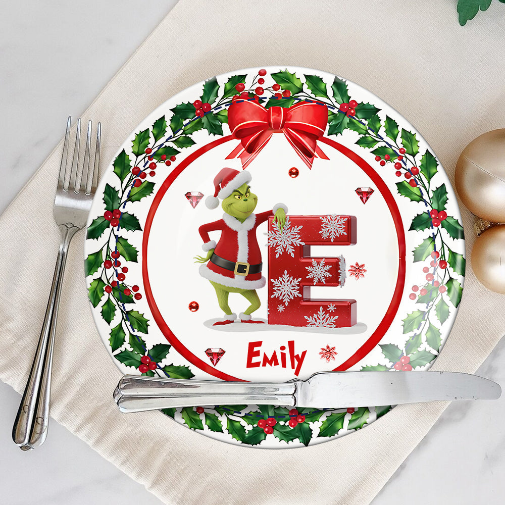 Frohe Weihnachten – Personalisierter runder Keramikteller mit Stola-Motiv