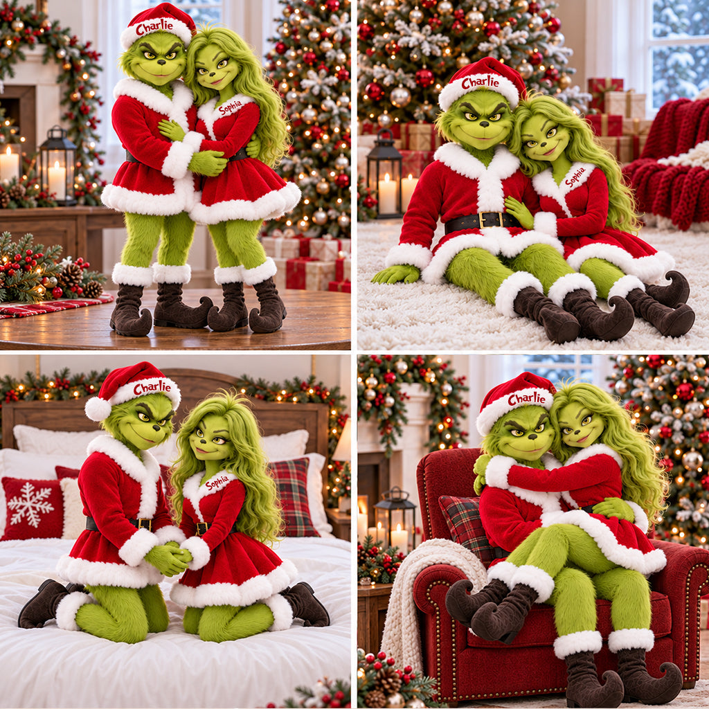 Couple Gift Merry Grinchmas - Personalized Stole Christmas Posable Plush Doll