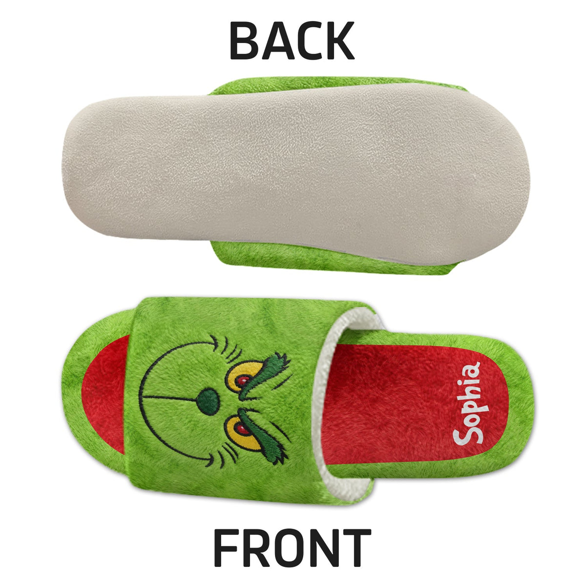 Merry Grinchmas - Personalized Stole Christmas Open-Toe Slippers