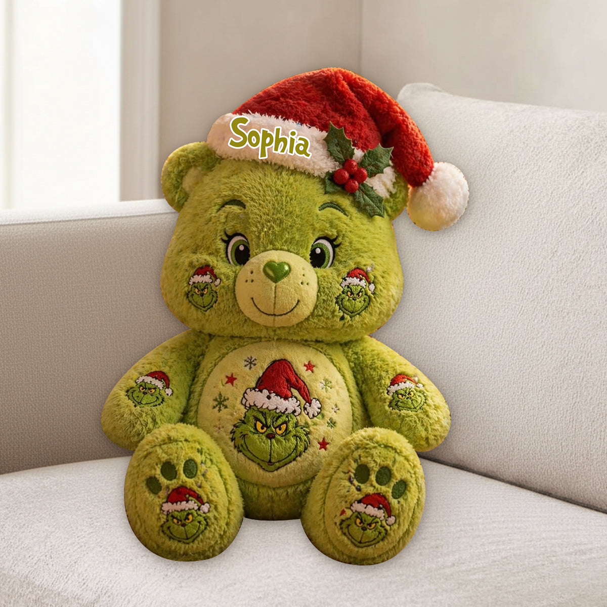 Merry Grinchmas - Personalized Stole Christmas Premium Faux Fur Pillow