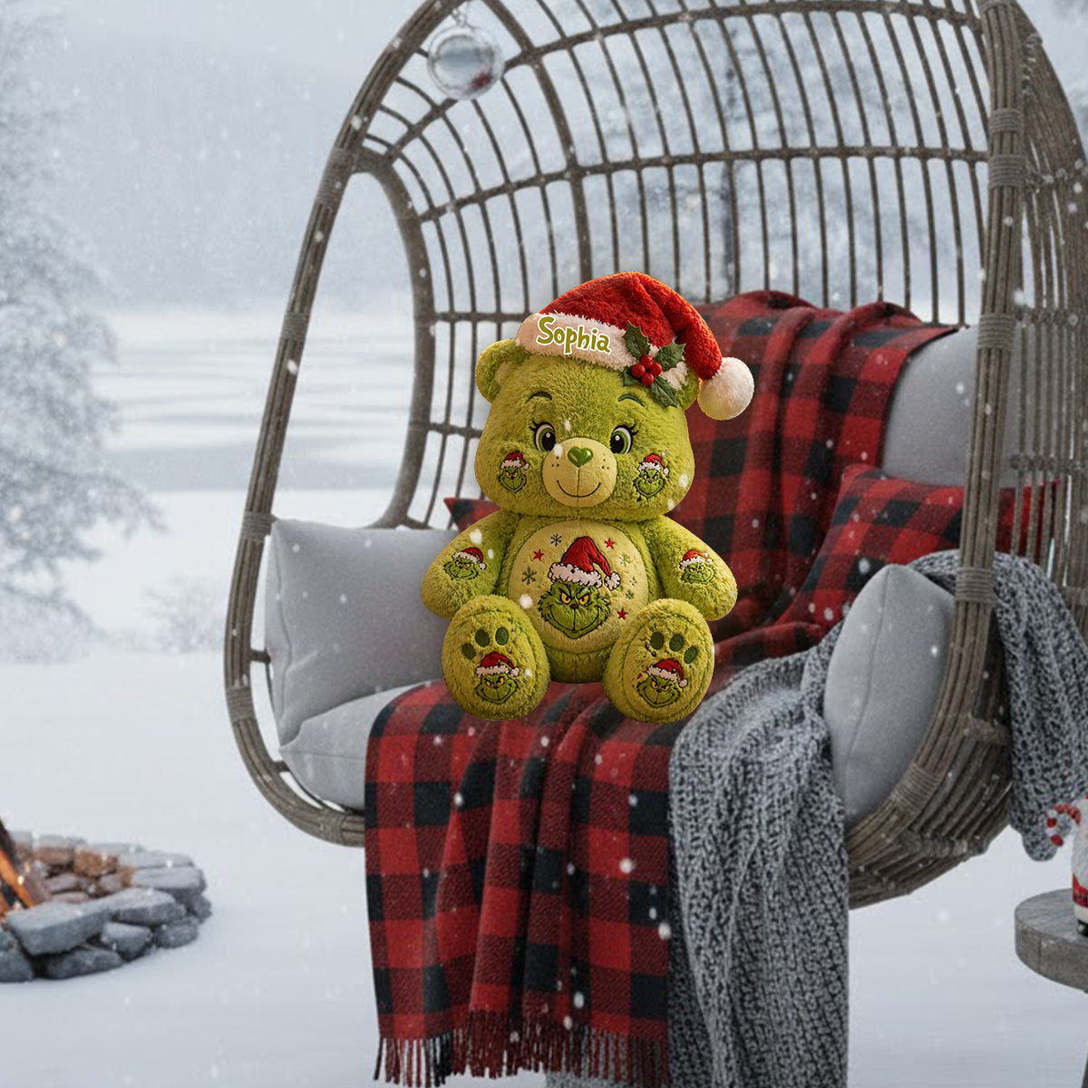 Merry Grinchmas - Personalized Stole Christmas Premium Faux Fur Pillow