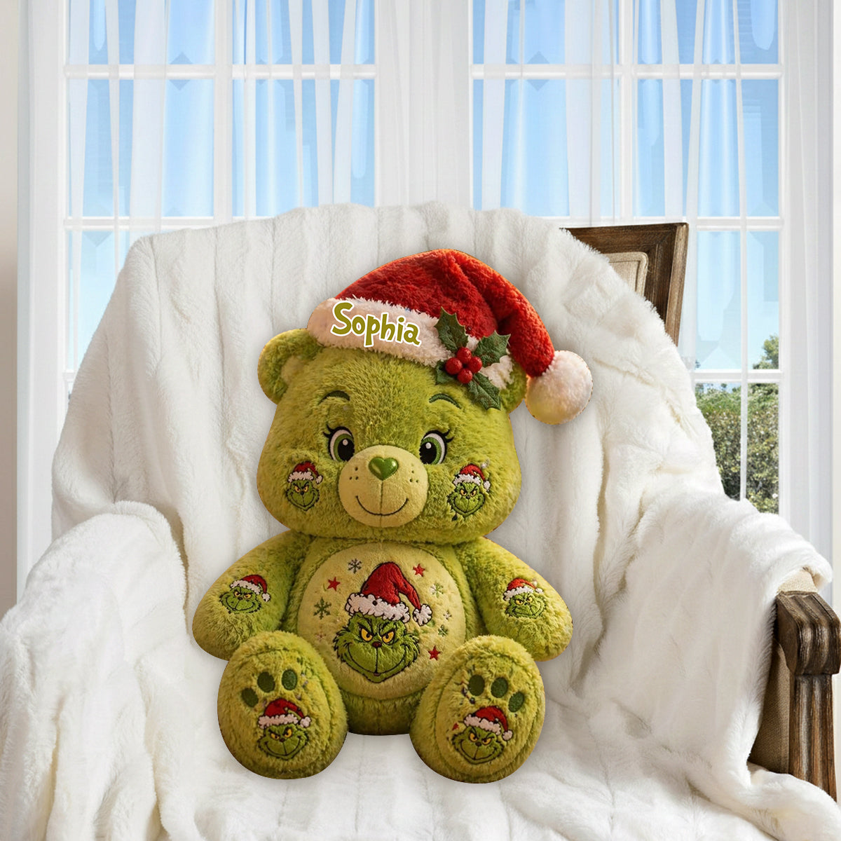 Merry Grinchmas - Personalized Stole Christmas Premium Faux Fur Pillow