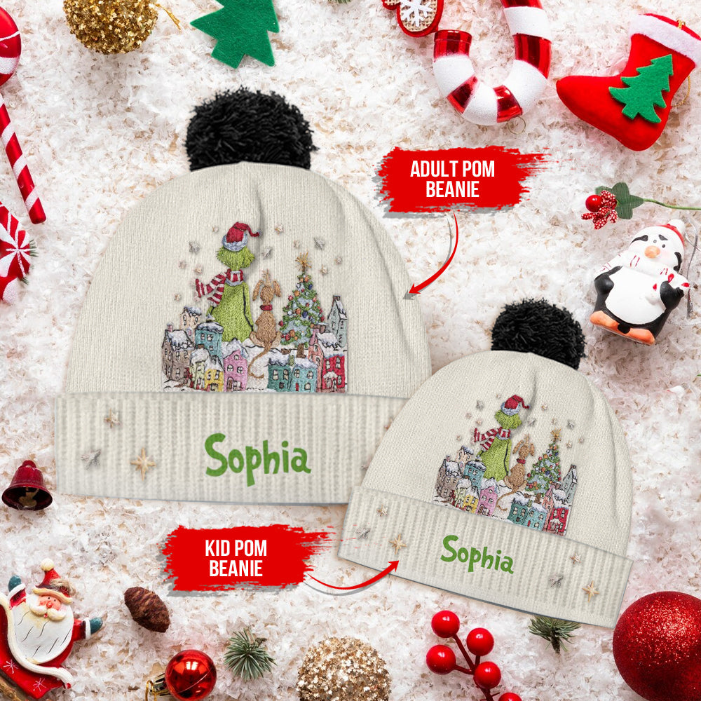 Joyeux Grinchmas - Bonnet de Noël personnalisé avec étole