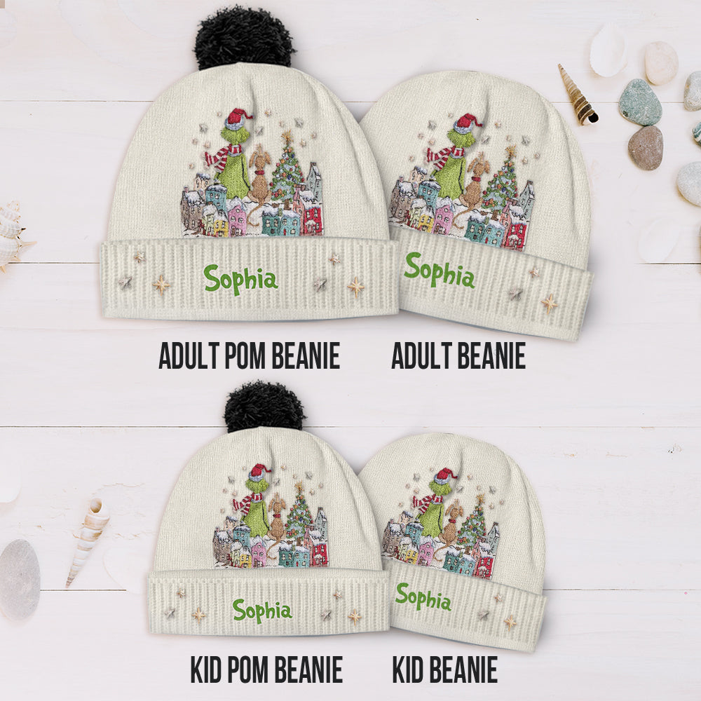 Joyeux Grinchmas - Bonnet de Noël personnalisé avec étole