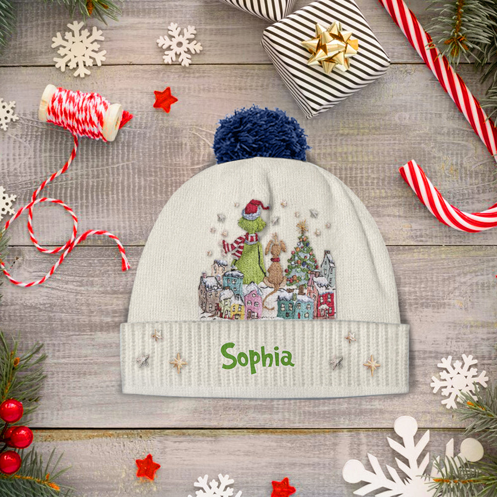 Joyeux Grinchmas - Bonnet de Noël personnalisé avec étole