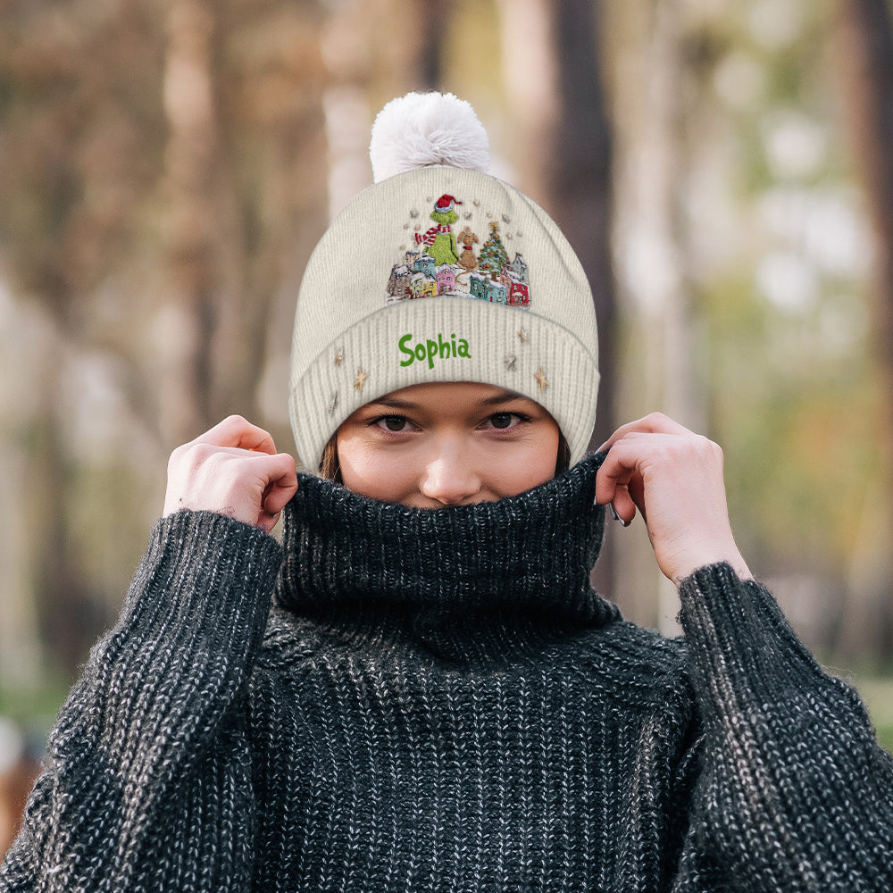 Joyeux Grinchmas - Bonnet de Noël personnalisé avec étole