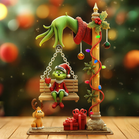 Fröhliche Grinchmas – Personalisierte Stola-Weihnachtsplakette mit Anhänger