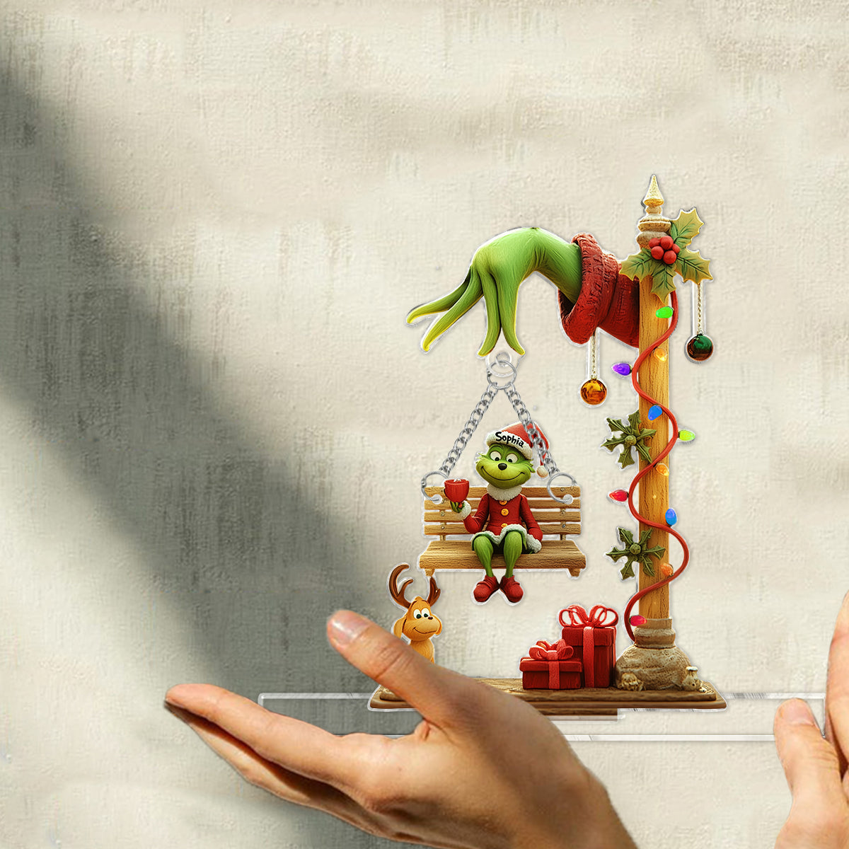 Fröhliche Grinchmas – Personalisierte Stola-Weihnachtsplakette mit Anhänger