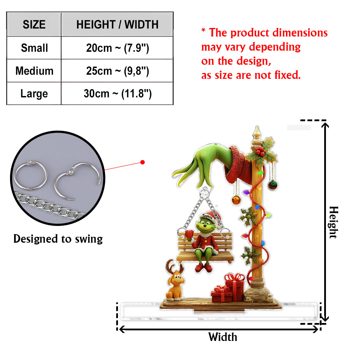 Fröhliche Grinchmas – Personalisierte Stola-Weihnachtsplakette mit Anhänger