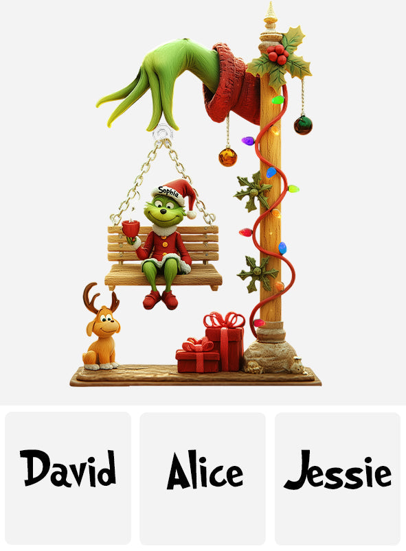 Fröhliche Grinchmas – Personalisierte Stola-Weihnachtsplakette mit Anhänger