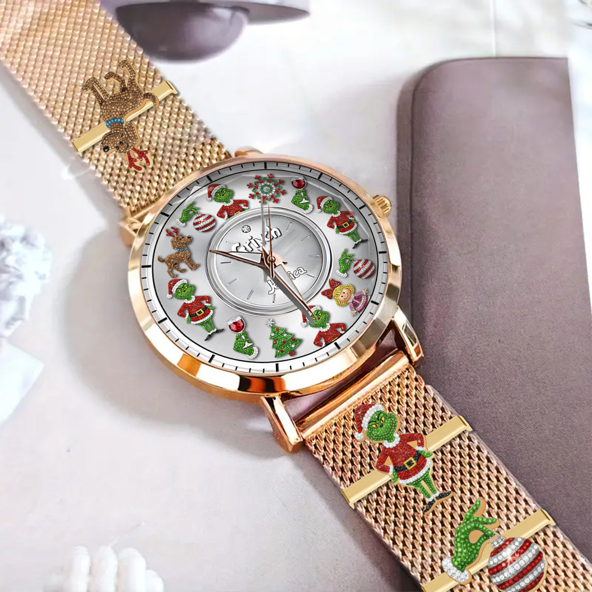 Joyeux Noël - Étole de Noël personnalisée pour femme - Montre-bracelet 