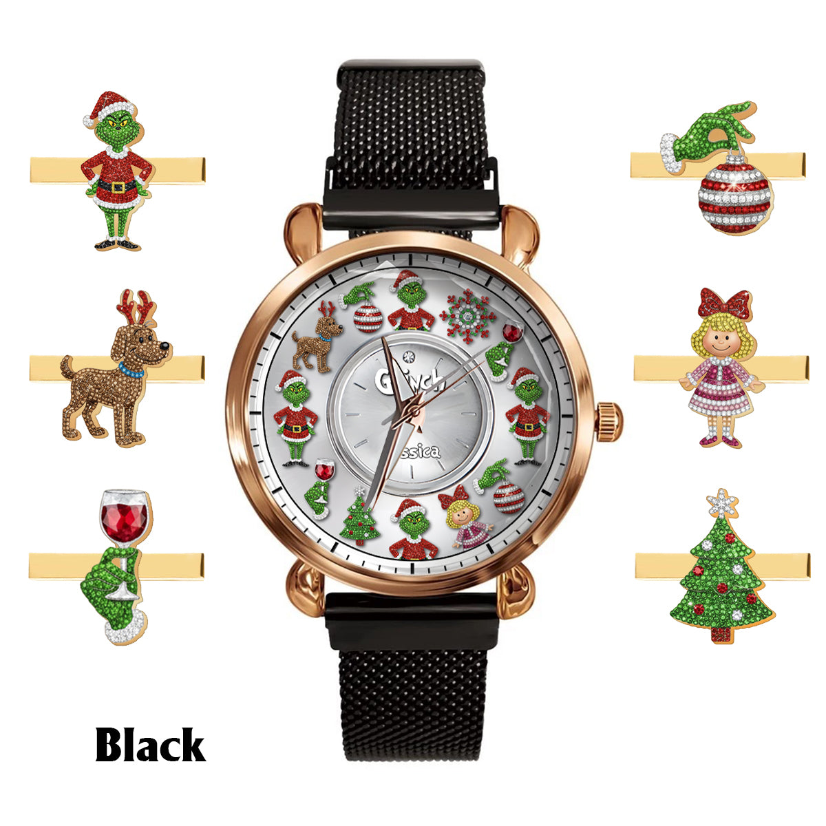 Joyeux Noël - Étole de Noël personnalisée pour femme - Montre-bracelet 