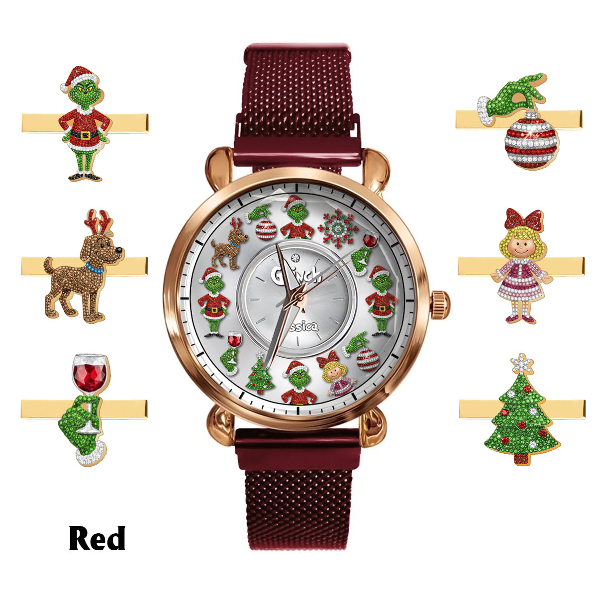 Joyeux Noël - Étole de Noël personnalisée pour femme - Montre-bracelet 