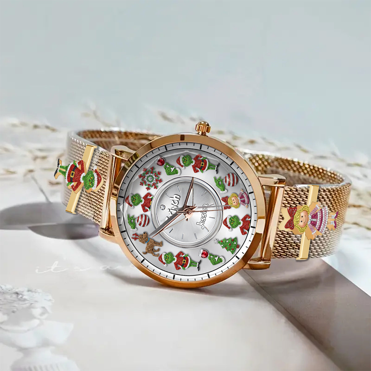 Joyeux Noël - Étole de Noël personnalisée pour femme - Montre-bracelet 