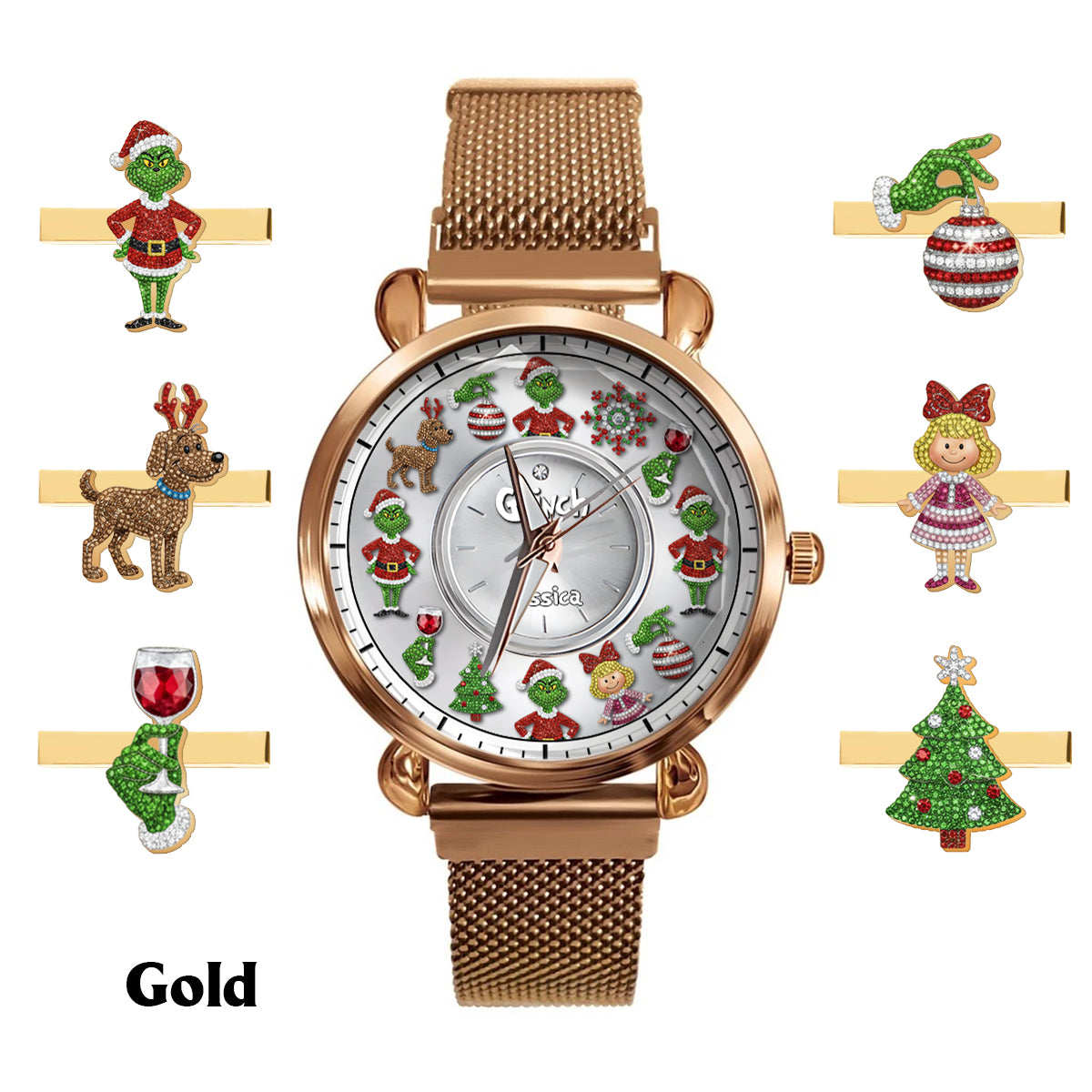 Joyeux Noël - Étole de Noël personnalisée pour femme - Montre-bracelet 