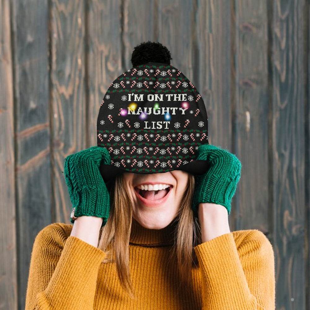 I'm On The Naughty List Cartoon Magical Mouse - Personalized Stole Christmas Beanie Hat