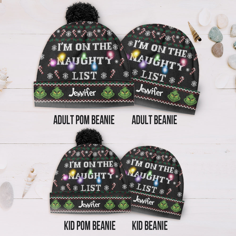 I'm On The Naughty List Cartoon Magical Mouse - Personalized Stole Christmas Beanie Hat