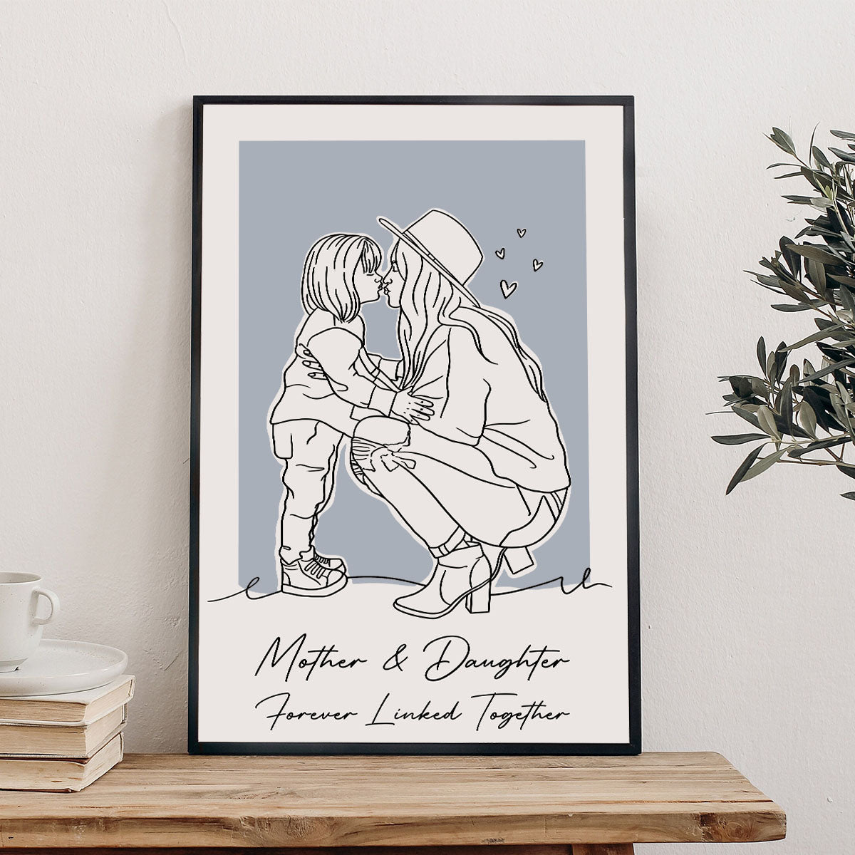 Individuelles Lineart-Porträt – Personalisierte Leinwand und Poster für die Mutter