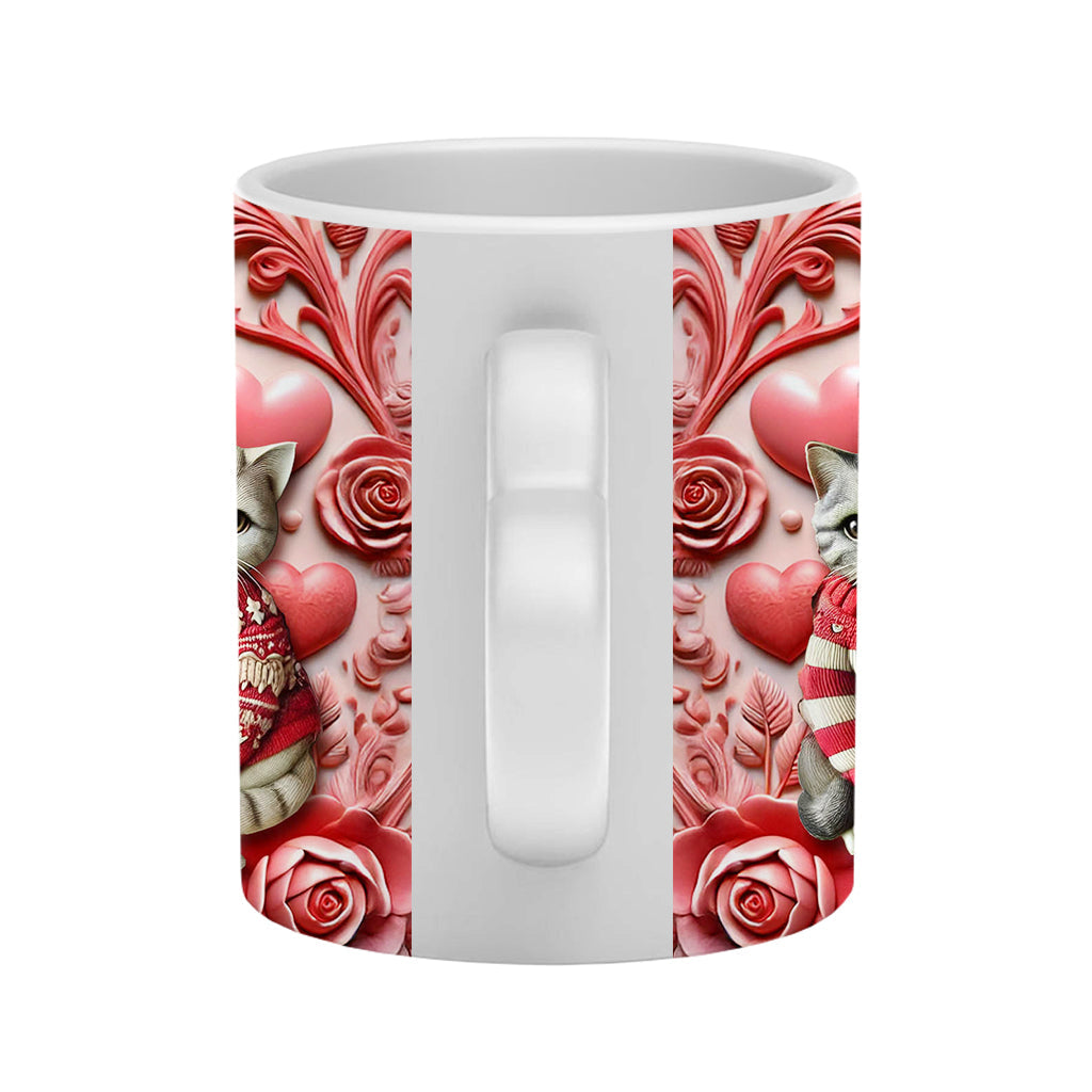 Happy Meowetines – Personalisierte Tasse mit Katzenherzgriff