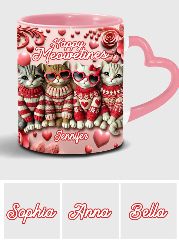 Happy Meowetines – Personalisierte Tasse mit Katzenherzgriff