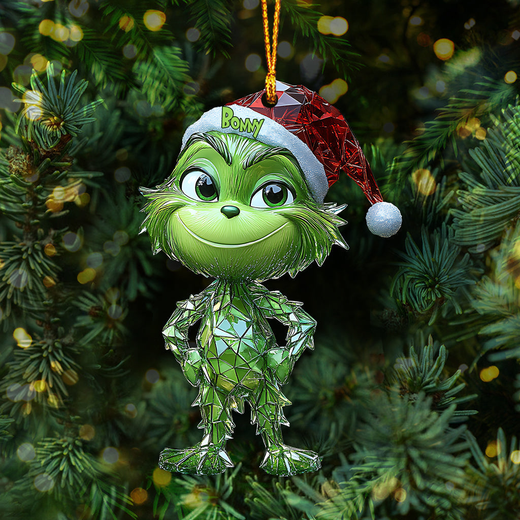 Ornement de Noël géométrique vert espiègle - Étole personnalisée