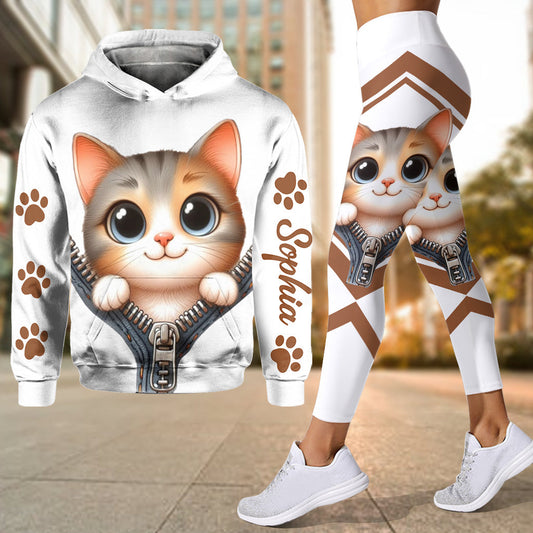 Niedliche Katze – Personalisierter Katzen-Hoodie und Leggings