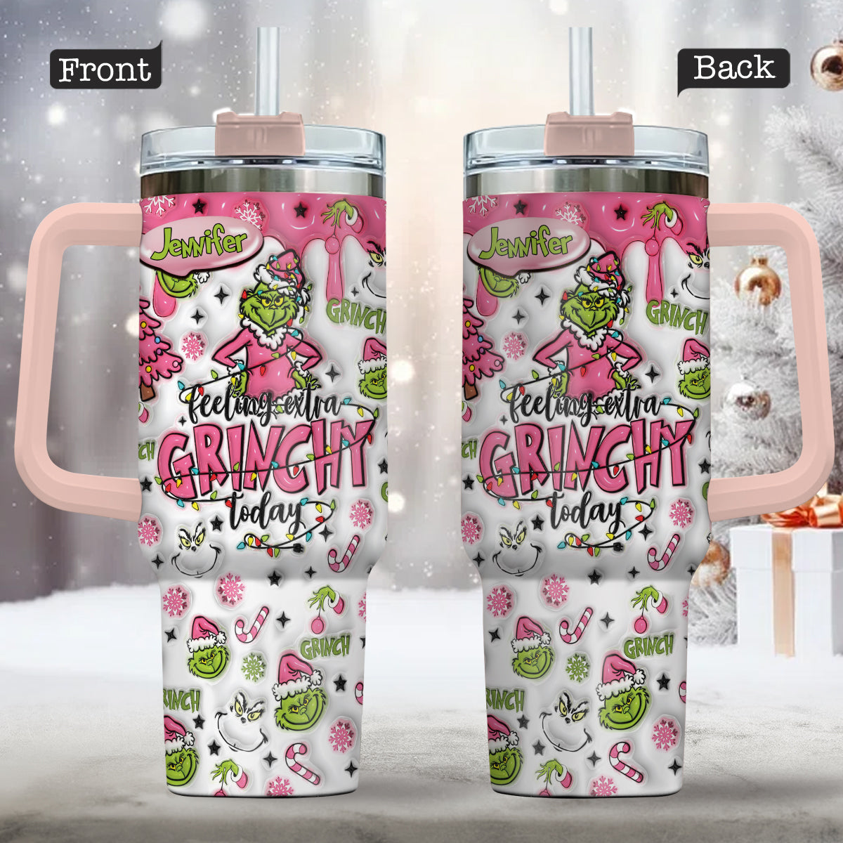 Any Name - Personalized Stole Christmas Tumbler With Handle