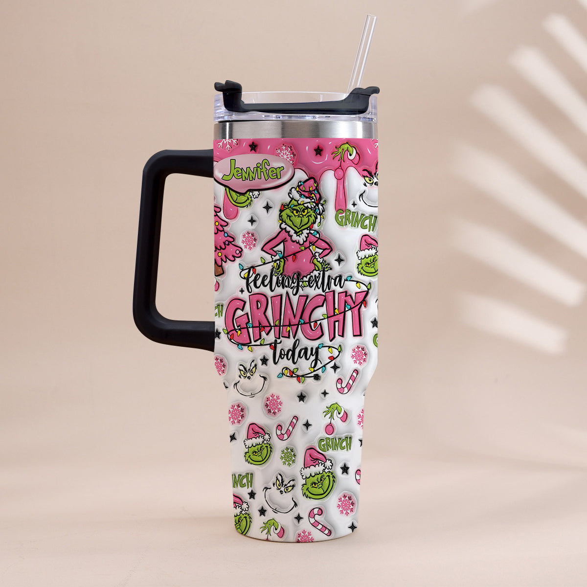 Any Name - Personalized Stole Christmas Tumbler With Handle