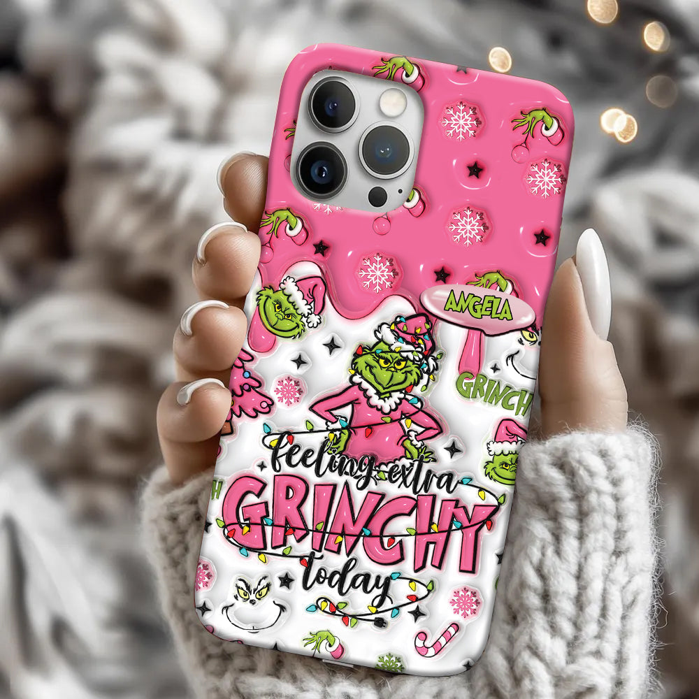 Heute besonders grinchig – personalisierte Handyhülle mit Weihnachtsstola-Motiv und Volldruck