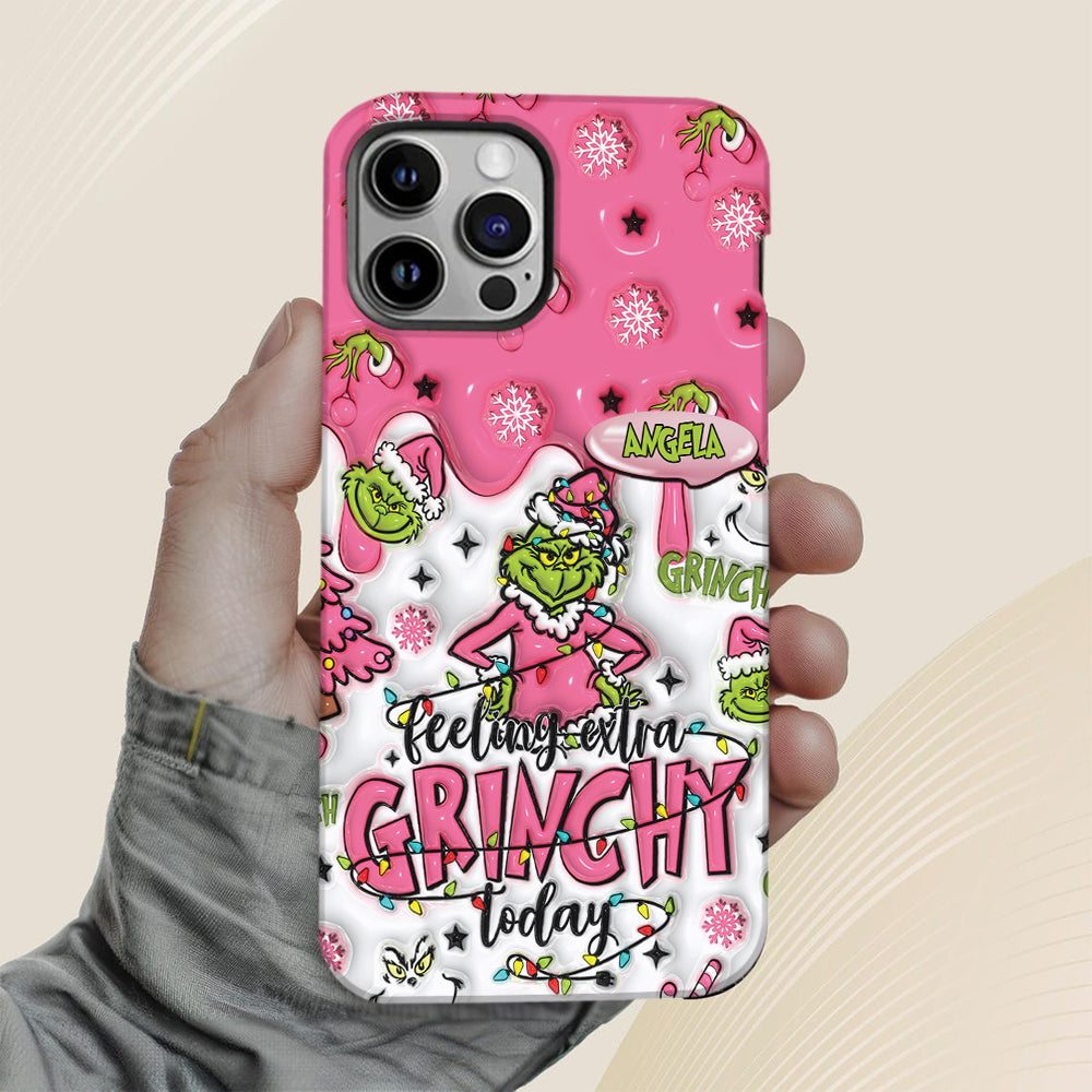 Heute besonders grinchig – personalisierte Handyhülle mit Weihnachtsstola-Motiv und Volldruck