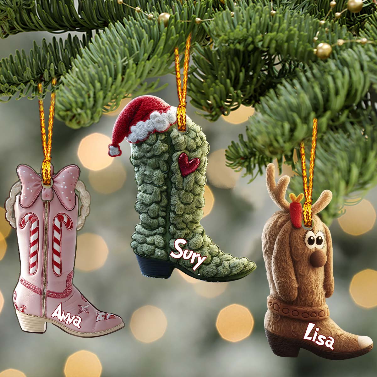 Grinchy Boots - Personalized Stole Christmas Ornament