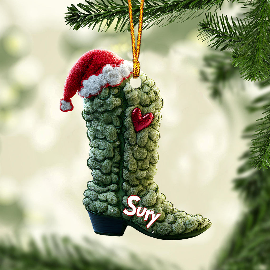 Grinchy Boots - Personalized Stole Christmas Ornament