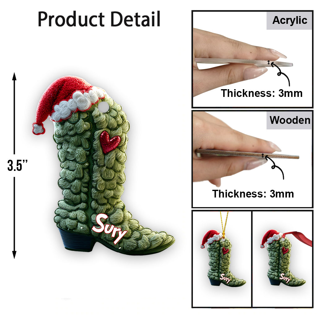 Grinchy Boots - Personalized Stole Christmas Ornament