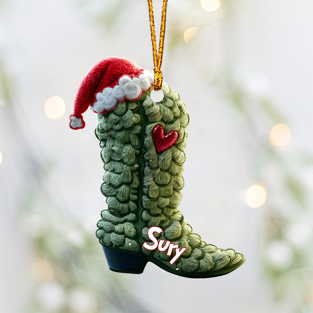 Grinchy Boots - Personalized Stole Christmas Ornament