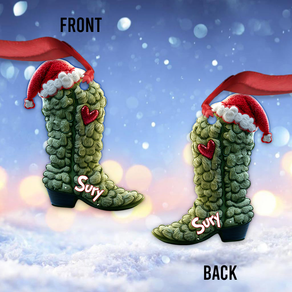 Grinchy Boots - Personalized Stole Christmas Ornament