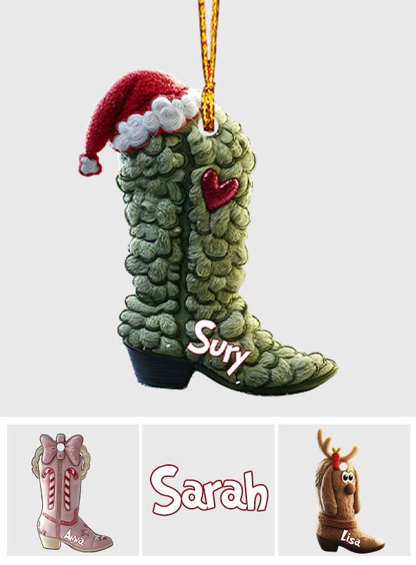 Grinchy Boots - Personalized Stole Christmas Ornament