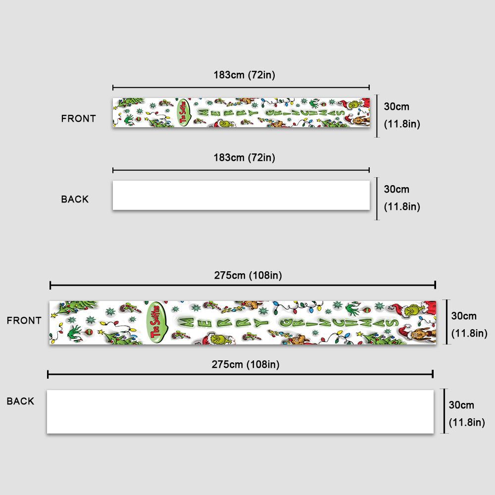 Fröhliche Grinchmas – Personalisierter Tischläufer mit Stola-Weihnachtsmotiv