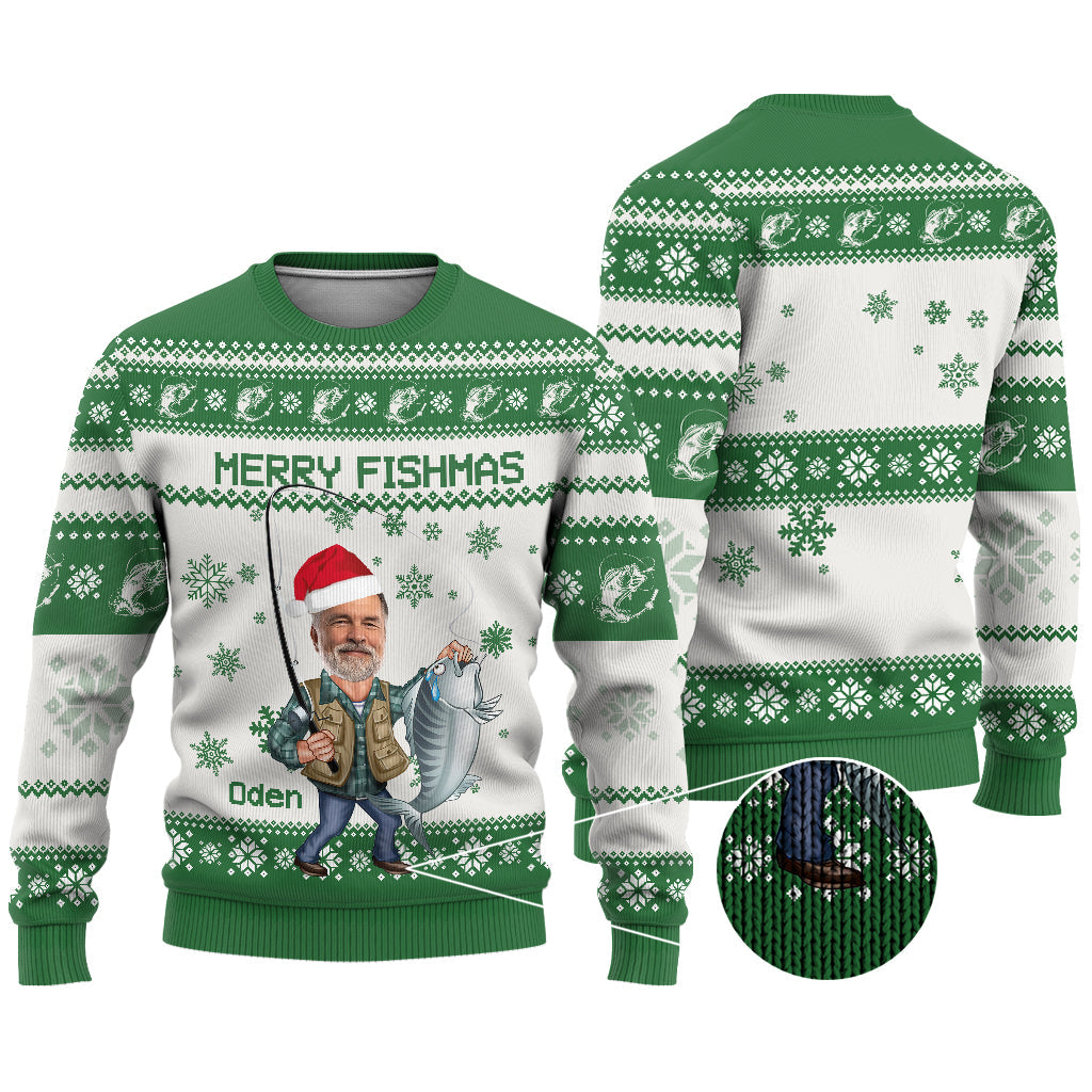 Joyeux Noël des pêcheurs - Pull moche de pêche personnalisé