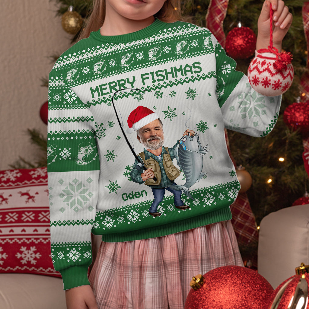 Joyeux Noël des pêcheurs - Pull moche de pêche personnalisé
