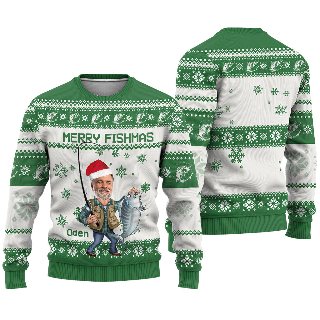 Joyeux Noël des pêcheurs - Pull moche de pêche personnalisé