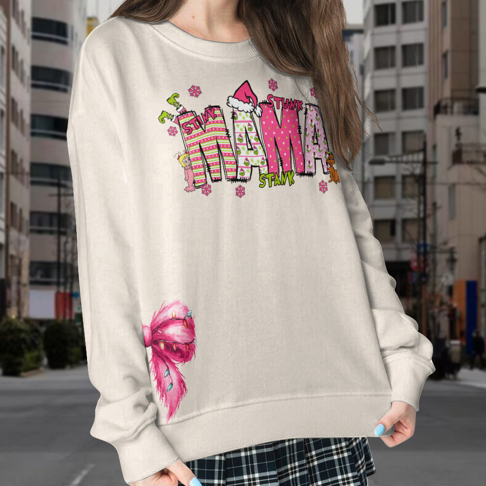 Mama Grinch - Personalized Stole Christmas Split Hem Sweatshirt