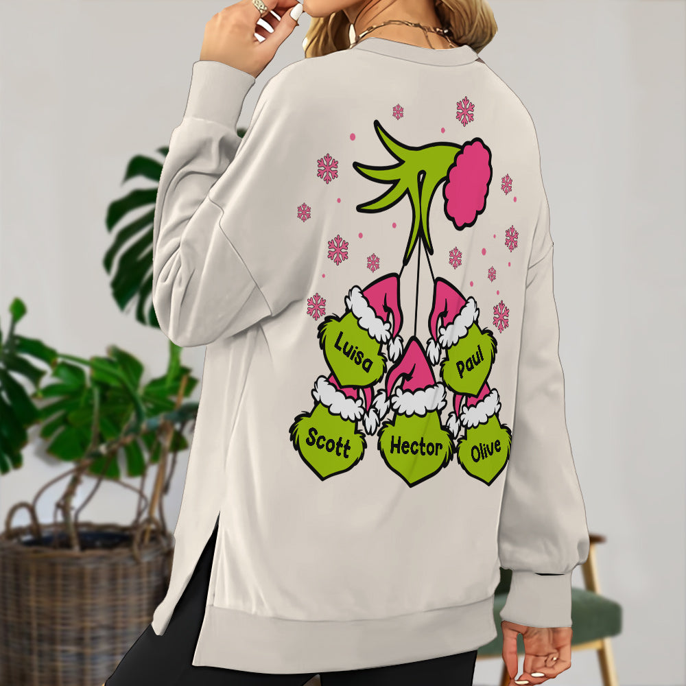 Mama Grinch - Personalized Stole Christmas Split Hem Sweatshirt