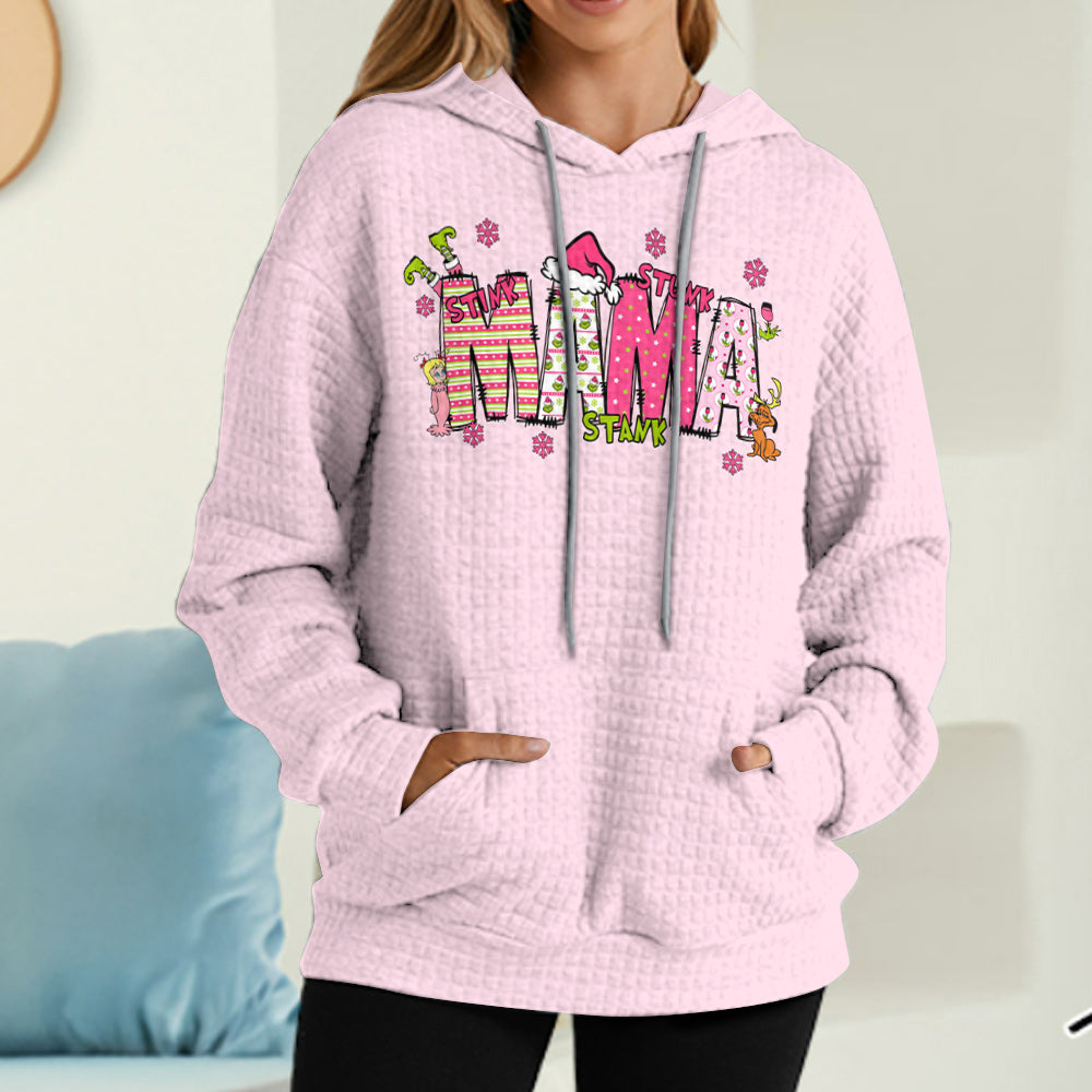 Mama Grinch - Personalized Stole Christmas Waffle Hoodie