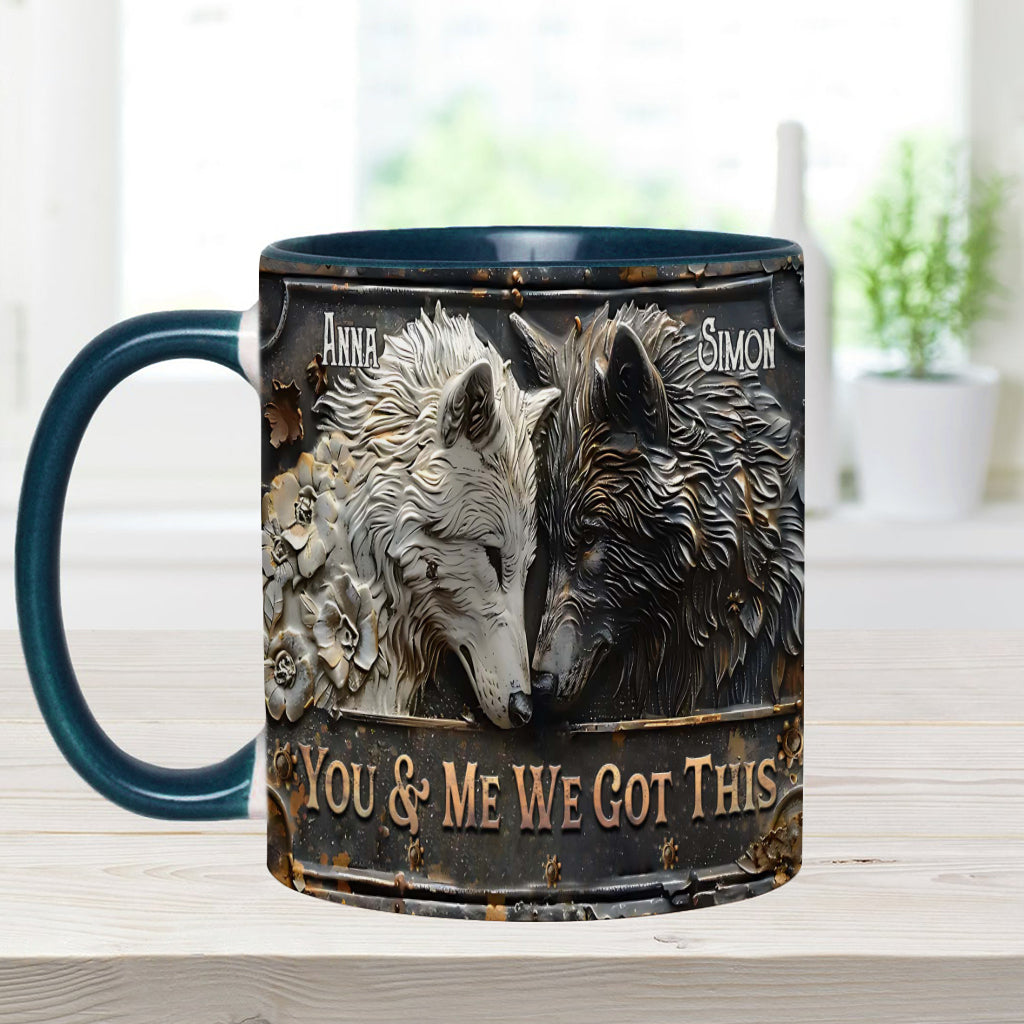 You & Me We Got This - Personalized Wolf Accent Mug