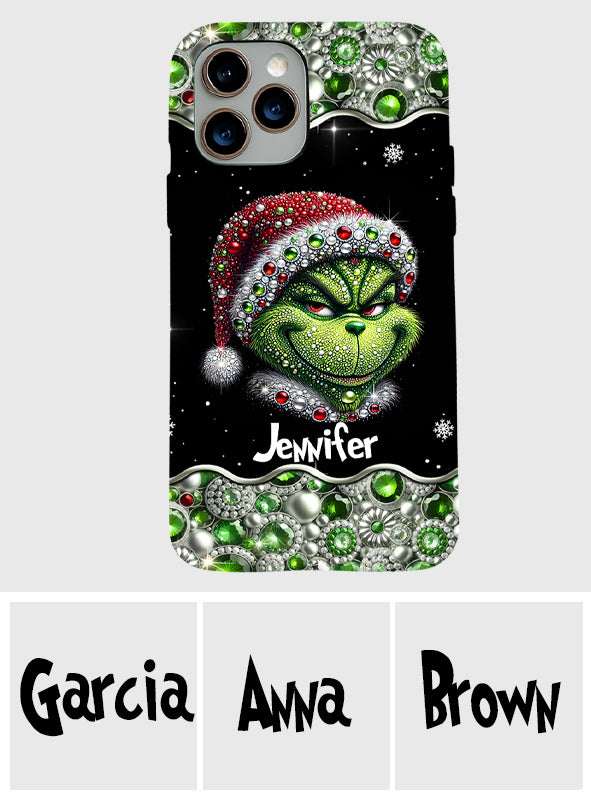 Fröhliche Grinchmas – Personalisierte Handyhülle mit Weihnachtsstola-Motiv und Volldruck