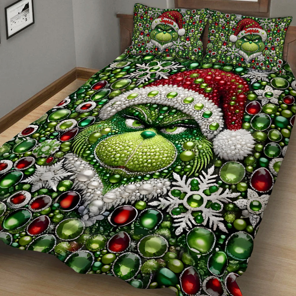 Merry Grinchmas - Personalized Stole Christmas Quilt Set