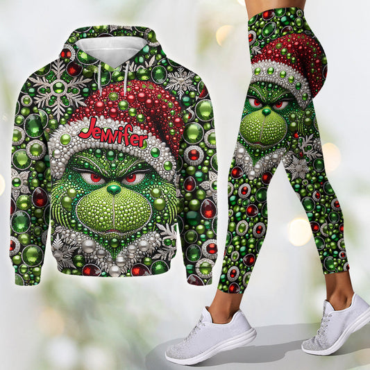 Fröhliche Grinchmas – Personalisierter Stola-Weihnachtshoodie und Leggings