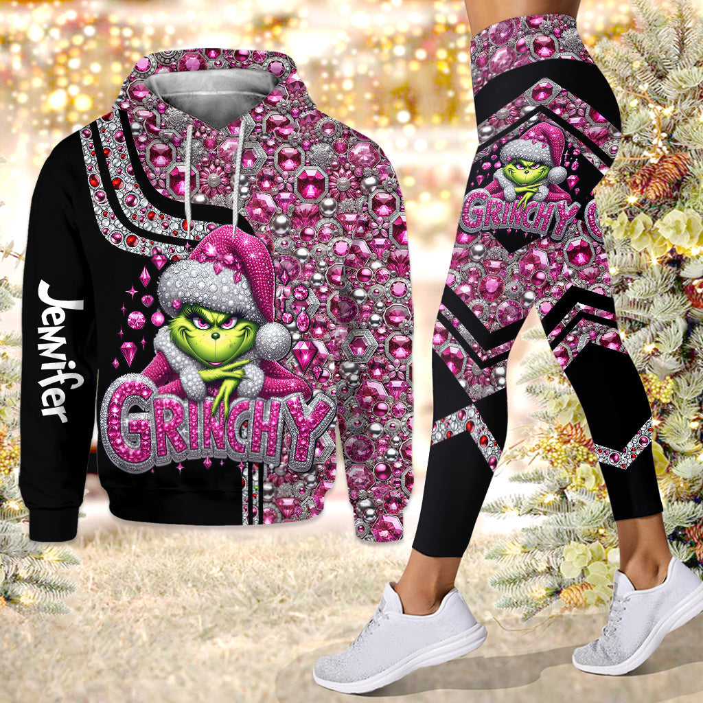 Joyeux Grinchmas ! - Sweat à capuche et legging personnalisés avec étole de Noël